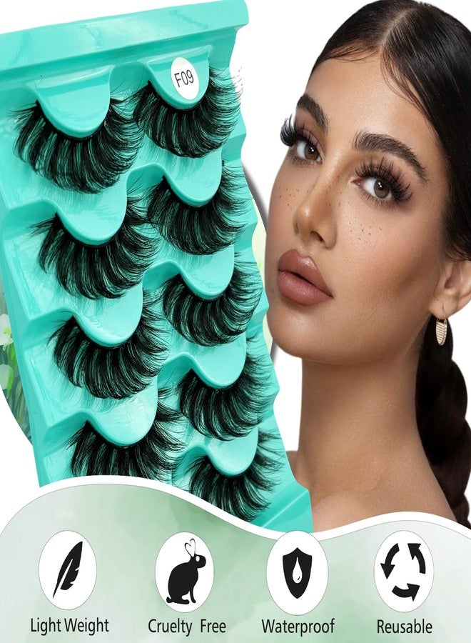 FOINEMYED Mink Lashes Strip Eyelashes Volume False Eyelashes that Look Like Extensions Glamour Wispy Curly Fake Lashes 5 Pairs Pack - Image 2